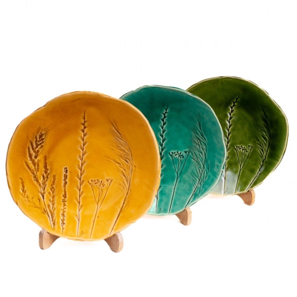 Тарілка обідня Покутська Кераміка Флора зелений 24см (F0205111518) фото 3