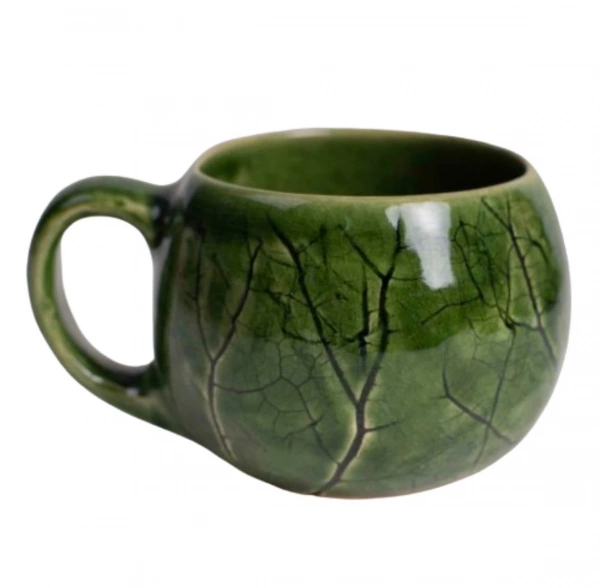 Філіжанка глазурована Покутська Кераміка Флора зелена 0,2л (F010209121416) фото 4