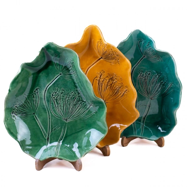 Фруктовниця Покутська Кераміка Флора зелена кріп 32см (F09010411) фото 3