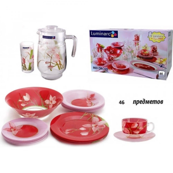Сервіз столовий на 46 предметів Luminarc.Red Orchis.Е (N4828) фото 2