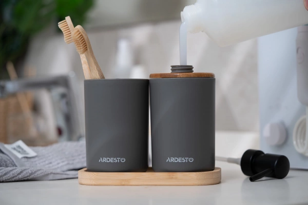Набір для ванної кімнати Ardesto Minimalism 360мл 3пр сіро-темний (ARHB3112CB) фото 5