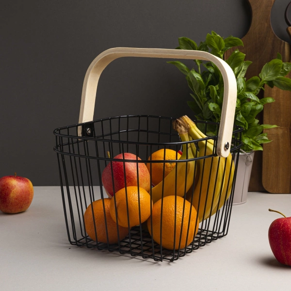 Кошик з дерев'яною ручкою Florina 25см (50F-KOS-DRE/25) фото 2