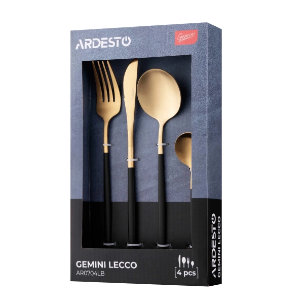 Набір столових приборів Ardesto Gemini Lecco 4пр золотисто-чорний (AR0704LB) фото 10