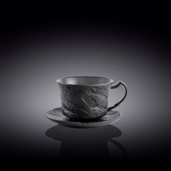 Чашка кавова з блюдцем Wilmax Slatestone Black 110 мл (WL-661150 / AB)