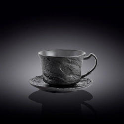 Чашка чайна з блюдцем Wilmax Slatestone Black 250 мл (WL-661152 / AB)