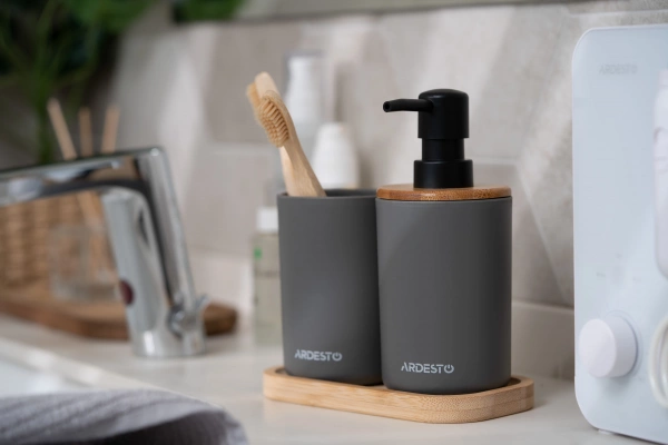 Набір для ванної кімнати Ardesto Minimalism 360мл 3пр сіро-темний (ARHB3112CB) фото 7