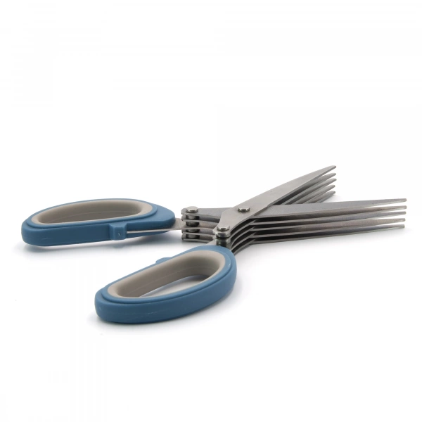 Ножиці кухонні для зелені Lessner Sky Blue з 5 лезами та щіткою для очищення 19см (77866) фото 2