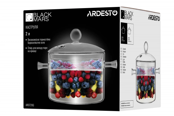 Каструля Ardesto Black Mars 2 л, боросилікатне скло (AR0720G) фото 14