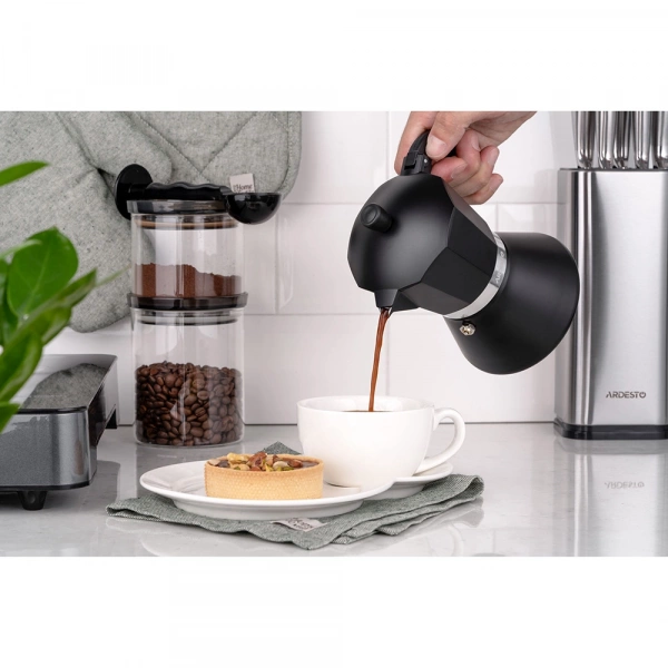 Гейзерна кавоварка Ardesto Gemini Trento, 0.3л, 6 чашок, алюміній, чорний (AR0806AIB) фото 2