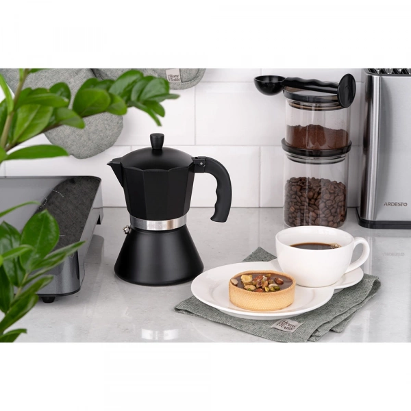 Гейзерна кавоварка Ardesto Gemini Trento, 0.3л, 6 чашок, алюміній, чорний (AR0806AIB) фото 3