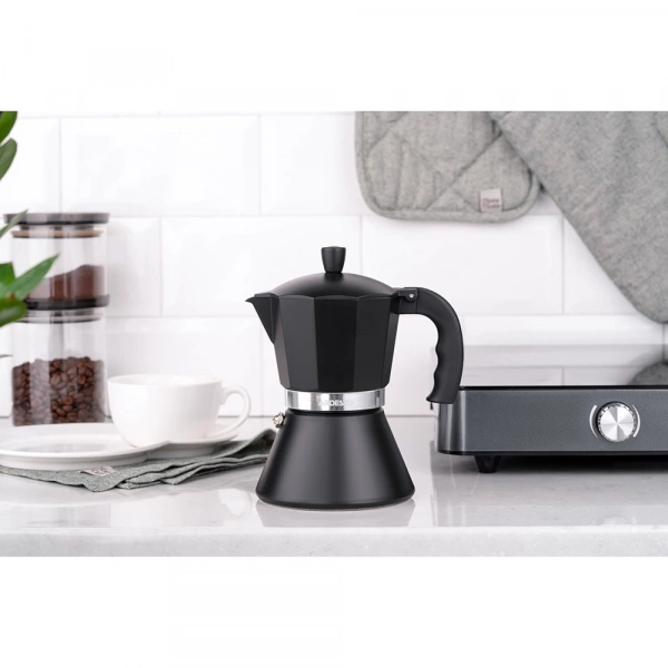Гейзерна кавоварка Ardesto Gemini Trento, 0.3л, 6 чашок, алюміній, чорний (AR0806AIB) фото 5