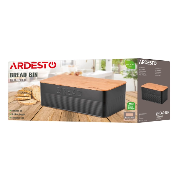 Хлібниця Ardesto Midori 33x18x12 см, чорний (AR0912BB) фото 14