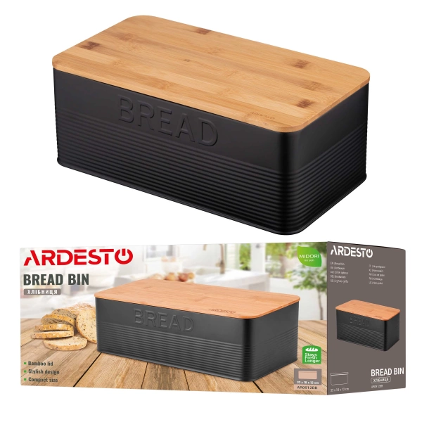 Хлібниця Ardesto Midori 33x18x12 см, чорний (AR0912BB) фото 17