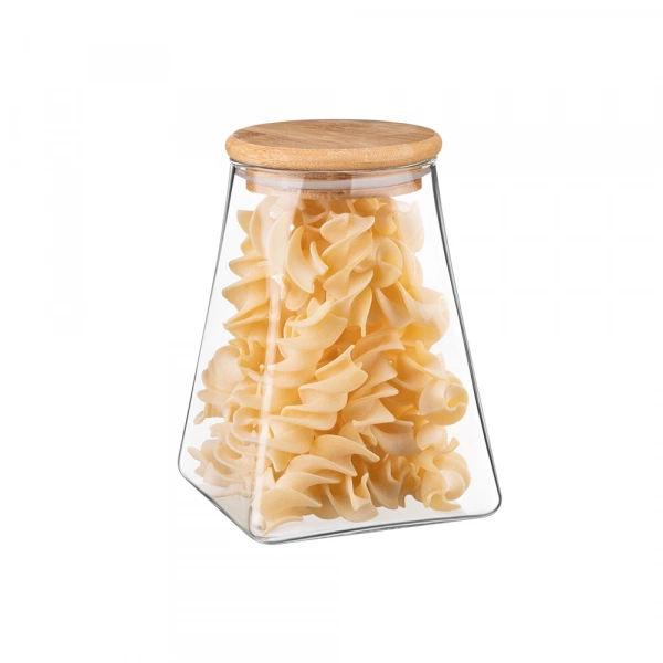 Банка для зберігання Ardesto Fresh, 910мл, скло, бамбук, конусна, прозорий (AR1391BLC) фото 4