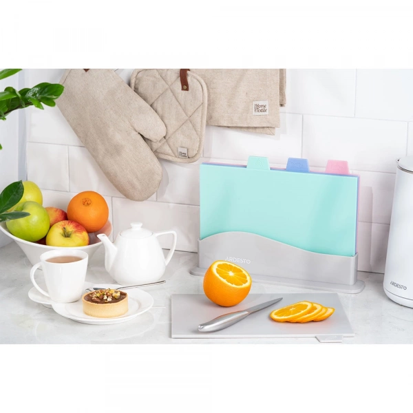 Набір дошок кухонних на підставці Ardesto Fresh, 4 шт, 33.5х23.5х7см, пластик (AR1404GP) фото 4