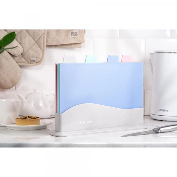 Набір дошок кухонних на підставці Ardesto Fresh, 4 шт, 33.5х23.5х7см, пластик (AR1404GP) фото 5