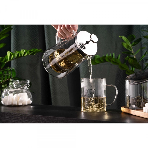 Френч-прес Ardesto Black Mars з подвійними стінками, 600мл, боросилікатне скло, нержавіюча сталь, прозорий (AR1906DW) фото 6