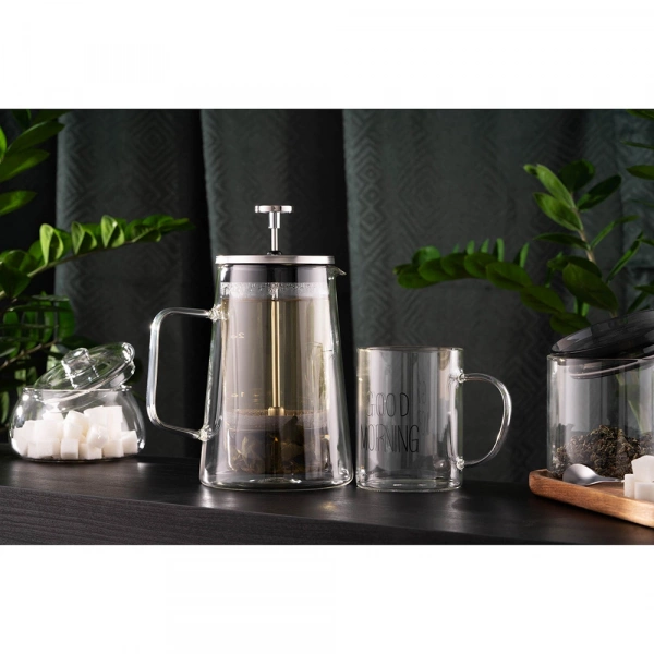 Френч-прес Ardesto Black Mars з подвійними стінками, 600мл, боросилікатне скло, нержавіюча сталь, прозорий (AR1906DW) фото 7