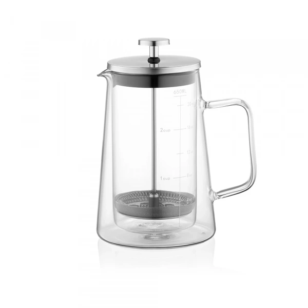 Френч-прес Ardesto Black Mars з подвійними стінками, 600мл, боросилікатне скло, нержавіюча сталь, прозорий (AR1906DW) фото 10