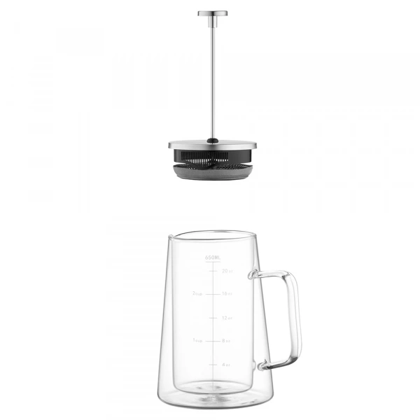 Френч-прес Ardesto Black Mars з подвійними стінками, 600мл, боросилікатне скло, нержавіюча сталь, прозорий (AR1906DW) фото 14