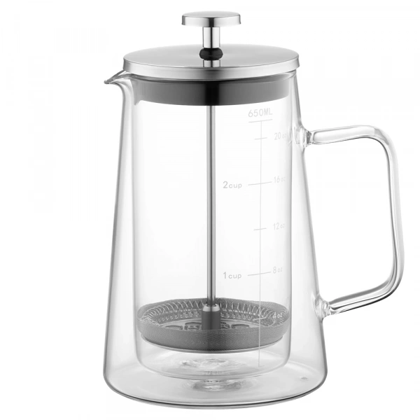 Френч-прес Ardesto Black Mars з подвійними стінками, 600мл, боросилікатне скло, нержавіюча сталь, прозорий (AR1906DW) фото 15