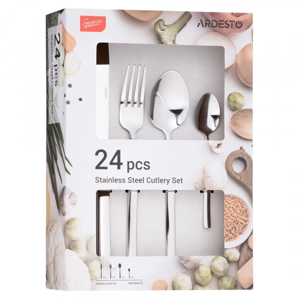 Набір столових приладів Ardesto Gemini Lucca, 24 прилади, нержавіюча сталь (AR1924LCS) фото 8