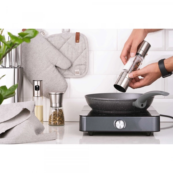 Млинок для солі та перцю Ardesto Gemini, 180мл, скло, нержавіюча сталь, прозорий (AR2101SS) фото 3