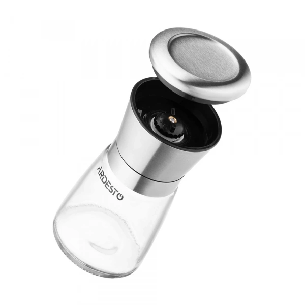 Млинок для солі та перцю Ardesto Gemini, 180мл, скло, нержавіюча сталь, прозорий (AR2101SS) фото 6