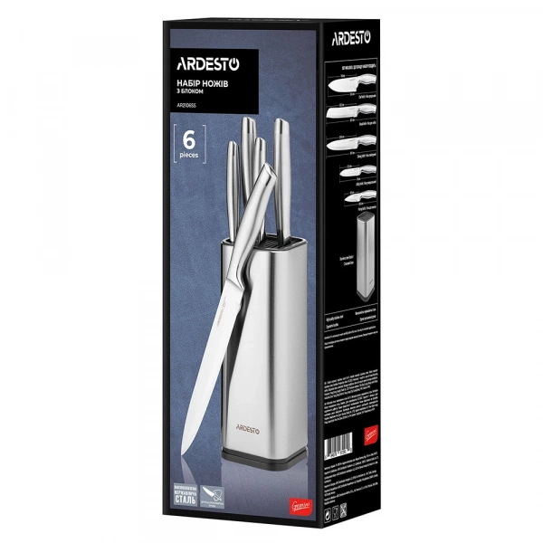 Набір ножів з блоком Ardesto Gemini, 6 предметів, нержавіюча сталь, пластик (AR2106SS) фото 10