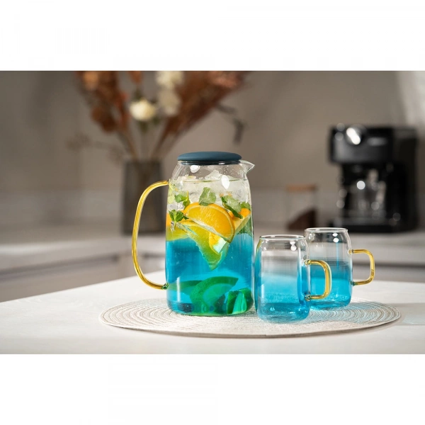 Глечик з кришкою Ardesto Blue Atlantic, 1600мл, боросилікатне скло, силікон, прозоро-синій (AR2616BA) фото 7