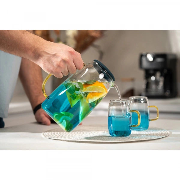 Глечик з кришкою Ardesto Blue Atlantic, 1600мл, боросилікатне скло, силікон, прозоро-синій (AR2616BA) фото 8