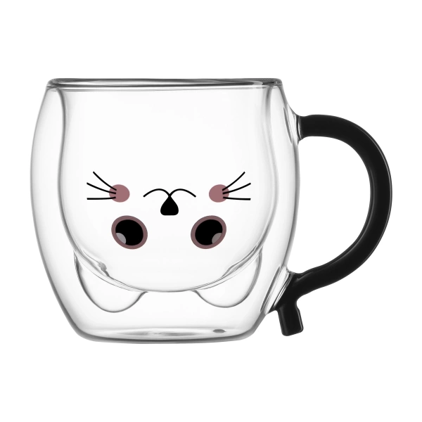 Набір чашок з подвійними стінками Ardesto Animals, 250мл, 2шт, боросилікатне скло, прозорий (AR2625BAR) фото 3