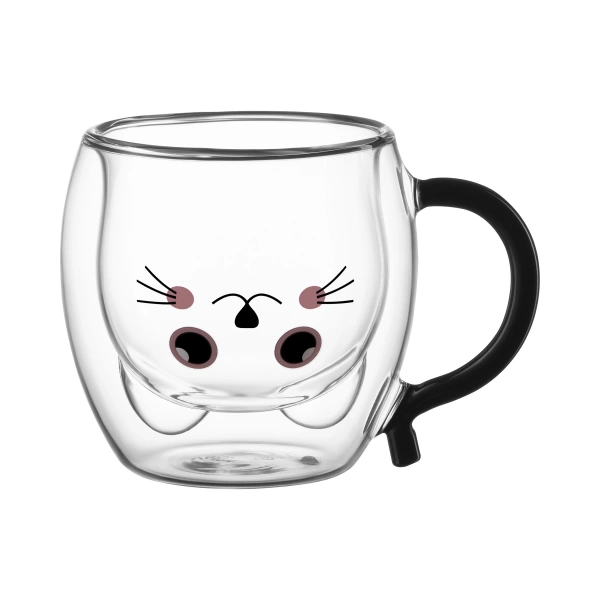 Набір чашок з подвійними стінками Ardesto Animals, 250мл, 2шт, боросилікатне скло, прозорий (AR2625BA) фото 4