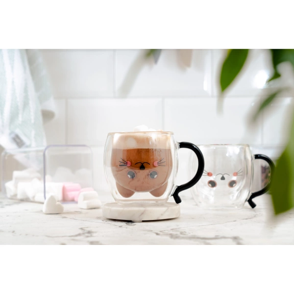 Набір чашок з подвійними стінками Ardesto Animals, 250мл, 2шт, боросилікатне скло, прозорий (AR2625BA) фото 6