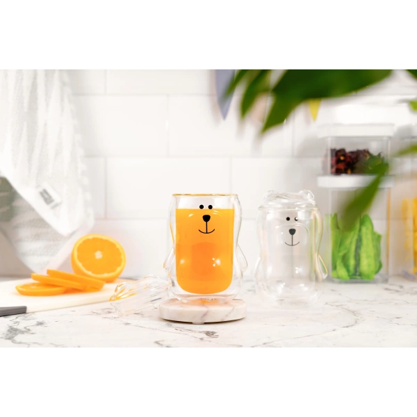 Набір чашок з кришкою з подвійними стінками Ardesto Animals, 300мл, 2шт, боросилікатне скло, прозорий (AR2630BBR) фото 6