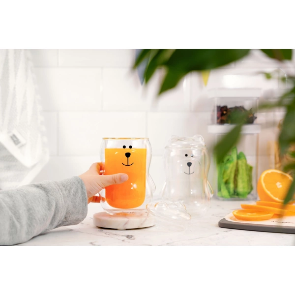 Набір чашок з кришкою з подвійними стінками Ardesto Animals, 300мл, 2шт, боросилікатне скло, прозорий (AR2630BBR) фото 7