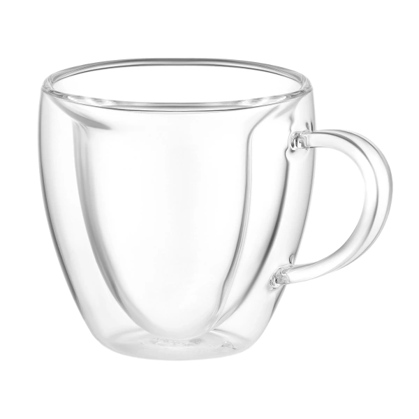 Набір чашок з ручками з подвійними стінками Ardesto, 330мл, 2шт, боросилікатне скло, прозорий (AR2633BHL) фото 2