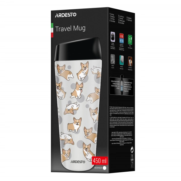 Термокухоль Ardesto Coffee Time Corgi сірий 450 мл (AR2645CR) фото 20