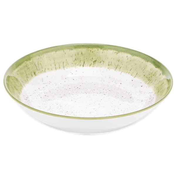 Тарілка супова Ardesto Siena, 20см, порцеляна, біло-зелений (AR2920SWG) фото 2