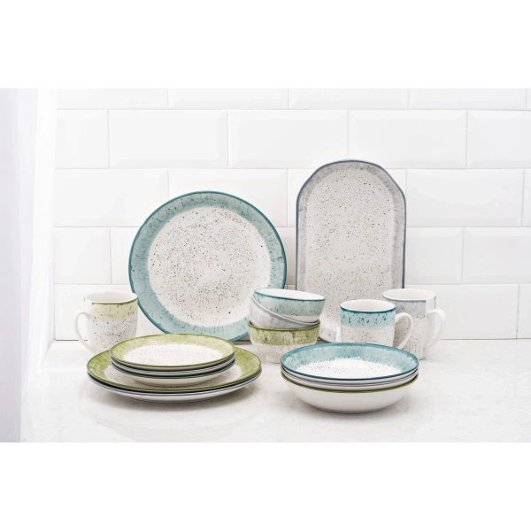 Тарілка супова Ardesto Siena, 20см, порцеляна, біло-зелений (AR2920SWG) фото 11