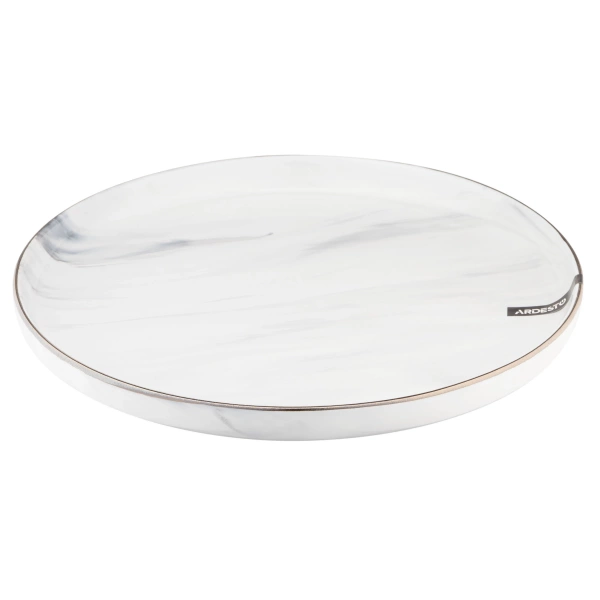 Тарілка обідня Ardesto Marmo, 27 см, біла, кераміка (AR2927MRW) фото 2