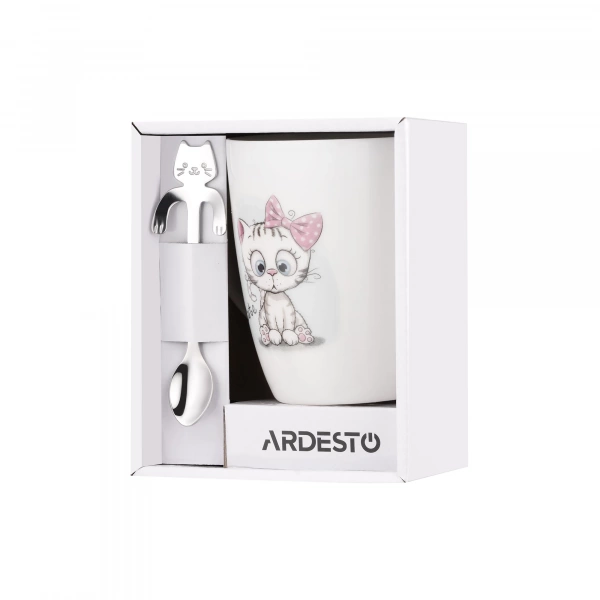 Чашка з ложкою Ardesto Cute, 320мл, порцеляна, білий (AR3040BS) фото 10