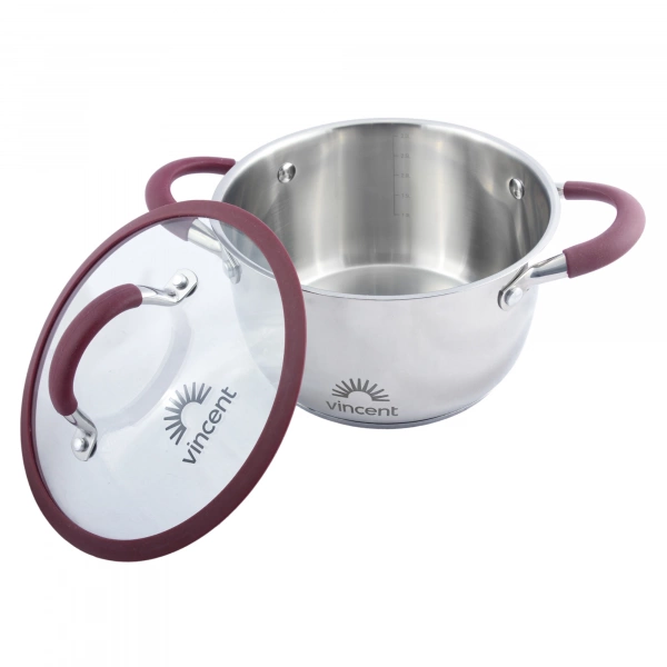 Каструля Vincent з силіконовими ручками D=20см 3,2л (VC-3187-20) фото 2