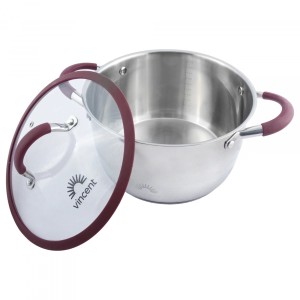 Каструля Vincent з силіконовими ручками D=24см 5,6л (VC-3187-24) фото 2