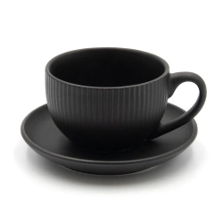 Чашка чайная и блюдце Milika Decagon Black 250мл (M0430-CHB250-2B) Чашка чайная и блюдце Milika Decagon Black 250мл (M0430-CHB250-2B)