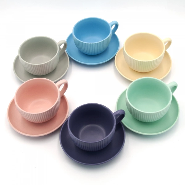 Чашка чайна та блюдце Milika Decagon Color 250мл mix (M0430-CHB250-2C) фото 2