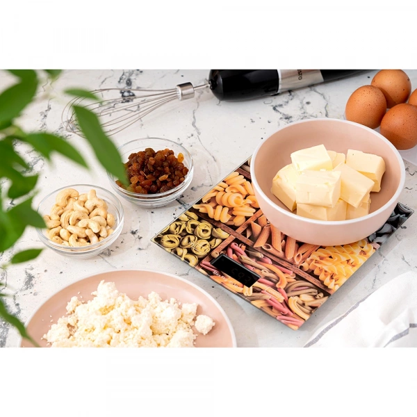 Ваги Ardesto кухонні Pasta, 5кг, AAAx2 в комплекті, скло, багатокольоровий (SCK-893PASTA) фото 3