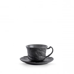 Чашка чайна з блюдцем Wilmax Slatestone Black 180 мл (WL-661151 / AB)