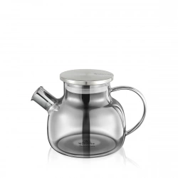 Чайник скляний Wilmax Thermo Smoky Grey зі спіраллю та металевою кришкою 950 мл (WL-888810002 / A)