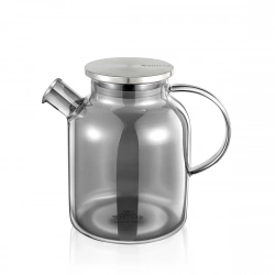 Чайник скляний Wilmax Thermo Smoky Grey зі спіраллю та металевою кришкою 1600 мл (WL-888811002 / A)